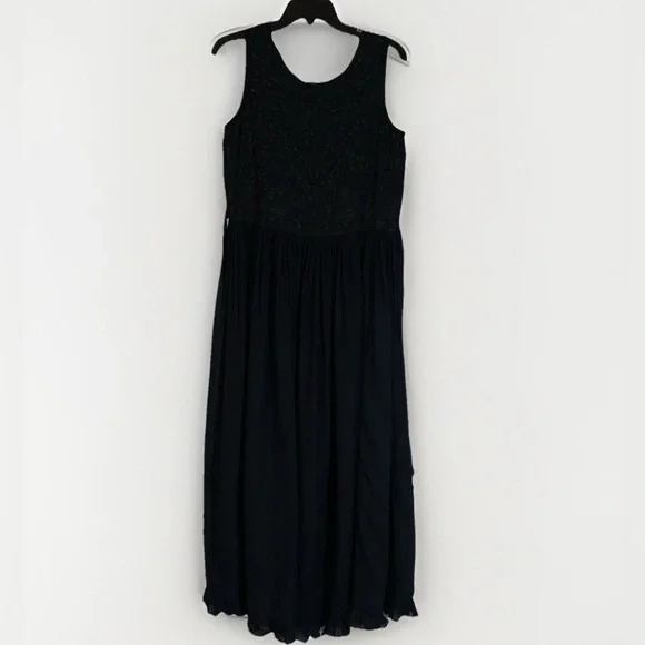Maggy London | Dresses | Maggy London Black Embroidered Maxi Dress Waist Tie  Bohemian Dress Size M | Poshmark